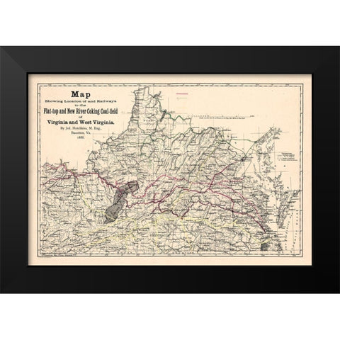 Virginia West Virginia - Hotchkiss 1888 Black Modern Wood Framed Art Print by Hotchkiss
