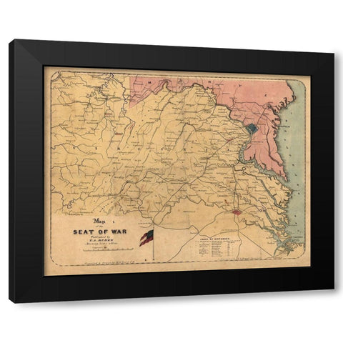 Virginia Maryland - Grant 1861 Black Modern Wood Framed Art Print with Double Matting by Grant