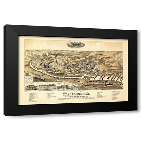 Waynesboro Virginia - Perry 1891 Black Modern Wood Framed Art Print with Double Matting by Perry