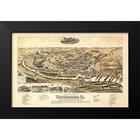 Waynesboro Virginia - Perry 1891 Black Modern Wood Framed Art Print by Perry