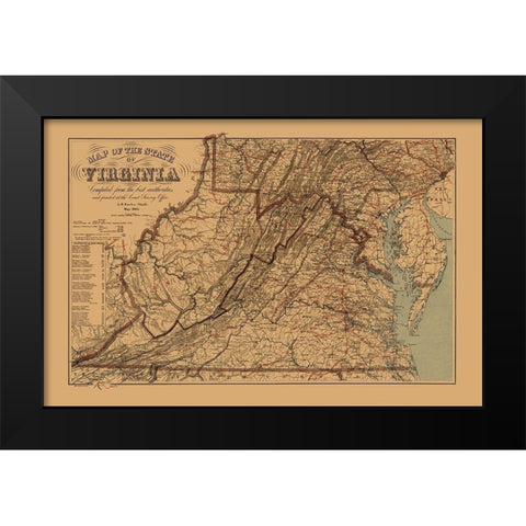 Virginia, West Virginia - Krebs 1864 Black Modern Wood Framed Art Print by Krebs