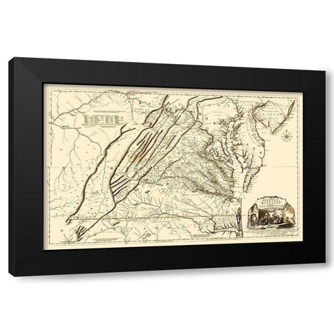 Virginia, Maryland - Jefferys 1751 Black Modern Wood Framed Art Print with Double Matting by Jefferys