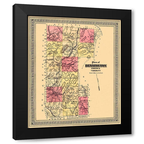 Bennington Vermont - Beers 1876 Black Modern Wood Framed Art Print with Double Matting by Beers