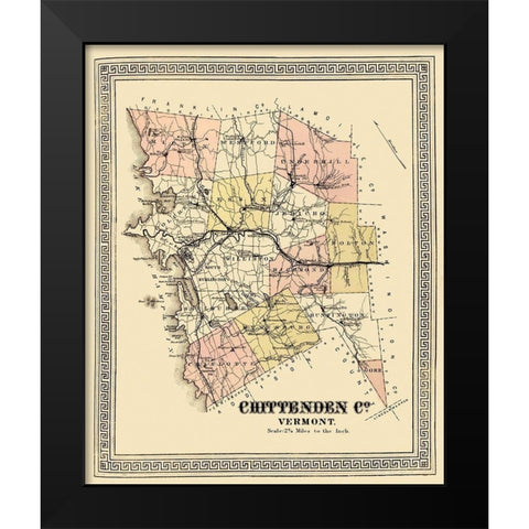 Chittenden Vermont - Beers 1878 Black Modern Wood Framed Art Print by Beers