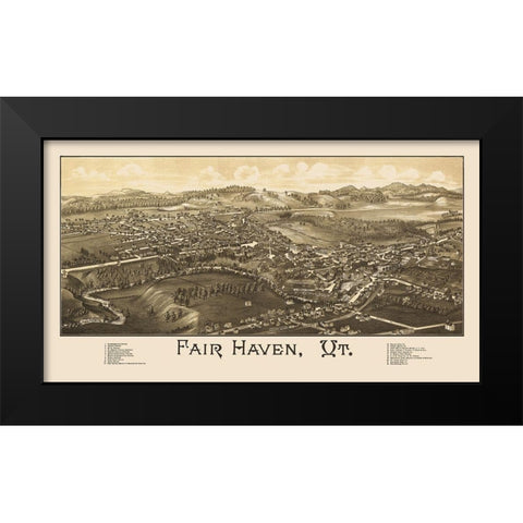 Fair Haven Vermont - Burleigh 1886 Black Modern Wood Framed Art Print by Burleigh