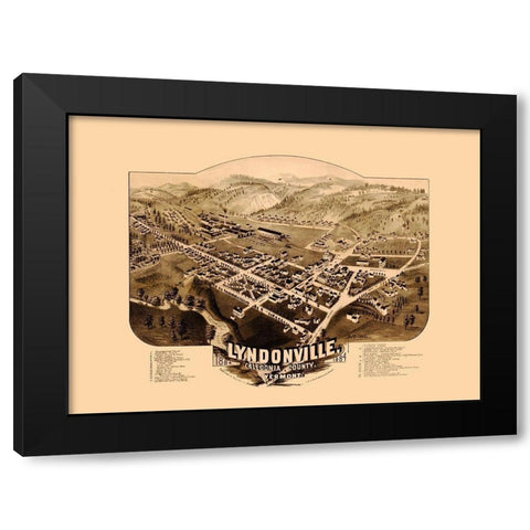 Lyndonville Vermont - Norris 1884  Black Modern Wood Framed Art Print with Double Matting by Norris