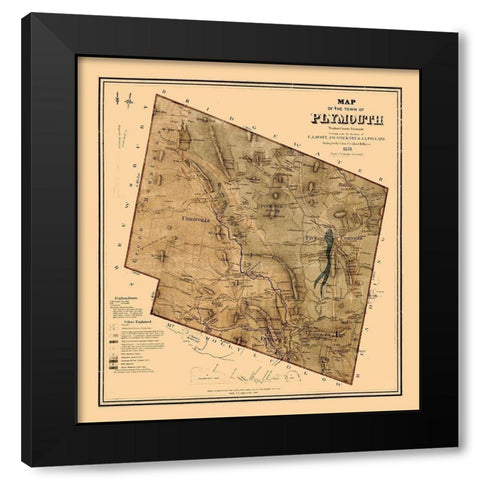 Plymouth Vermont - Hager 1859  Black Modern Wood Framed Art Print with Double Matting by Hager
