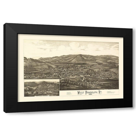West Randolph Vermont - Burleigh 1886 Black Modern Wood Framed Art Print by Burleigh