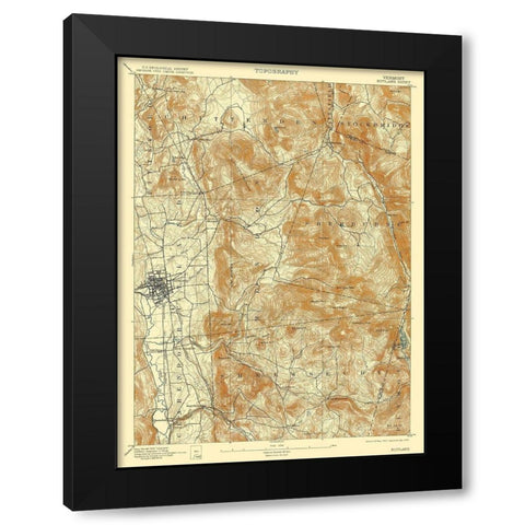 Rutland Vermont Quad - USGS 1893 Black Modern Wood Framed Art Print with Double Matting by USGS