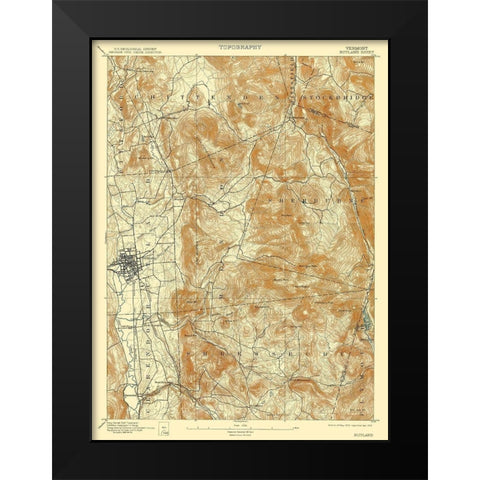 Rutland Vermont Quad - USGS 1893 Black Modern Wood Framed Art Print by USGS