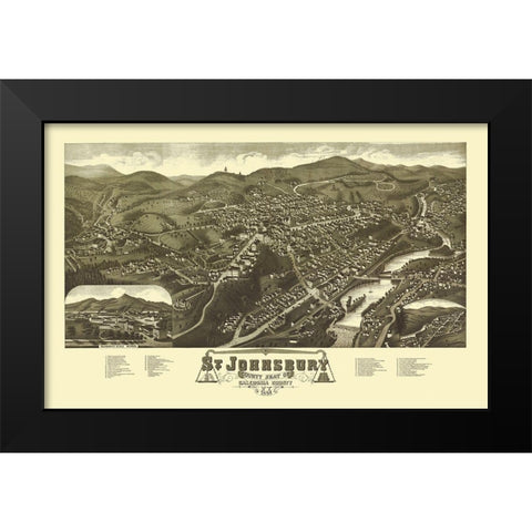 Saint Johnsbury Vermont - Norris 1884 Black Modern Wood Framed Art Print by Norris