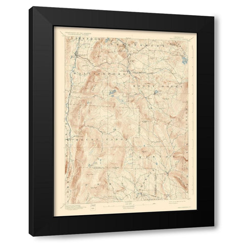 Wallingford Vermont Quad - USGS 1893 Black Modern Wood Framed Art Print with Double Matting by USGS