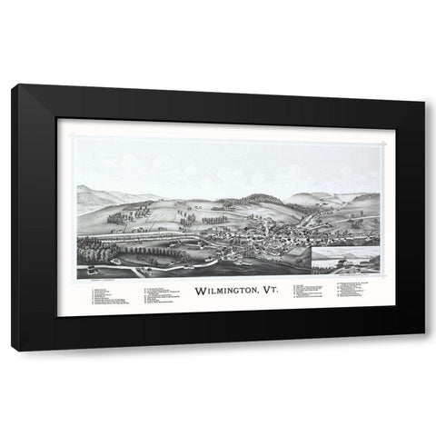 Wilmington Vermont - Burleigh 1891 Black Modern Wood Framed Art Print with Double Matting by Burleigh