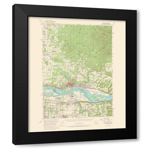 Camas Washington Oregon Quad - USGS 1966 Black Modern Wood Framed Art Print by USGS