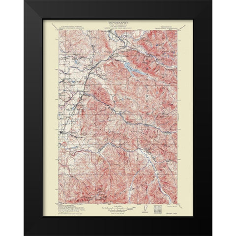 Cedar Lake Washington Quad - USGS 1913 Black Modern Wood Framed Art Print by USGS