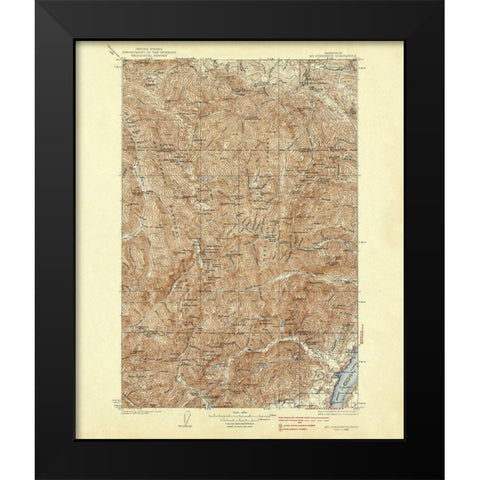 Mt Constance Washington Quad - USGS 1938 Black Modern Wood Framed Art Print by USGS