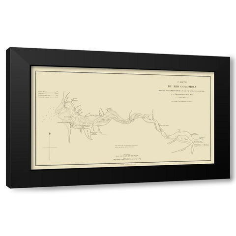 Columbia River, Oregon, Washington - Bertrand 1844 Black Modern Wood Framed Art Print by Bertrand