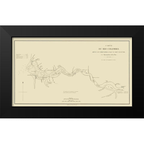 Columbia River, Oregon, Washington - Bertrand 1844 Black Modern Wood Framed Art Print by Bertrand