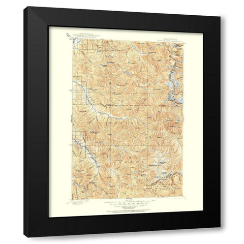 Glacier Peak Washington Quad - USGS 1897 Black Modern Wood Framed Art Print with Double Matting by USGS