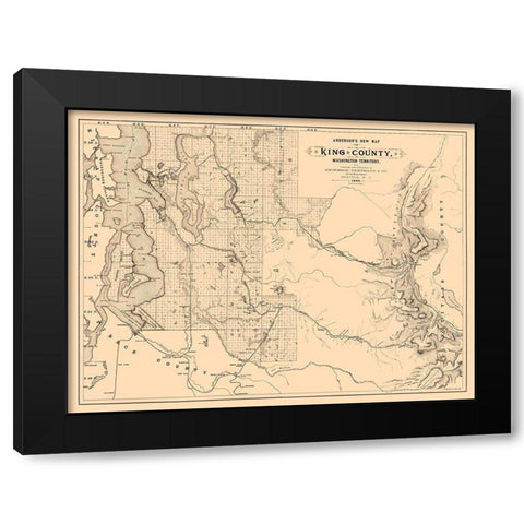 King County Washington - Anderson 1888  Black Modern Wood Framed Art Print by Anderson