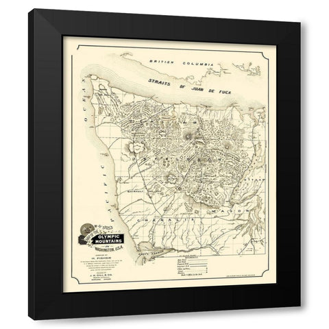 Olympic Mountains Washington - Gill 1890 Black Modern Wood Framed Art Print with Double Matting by Gill