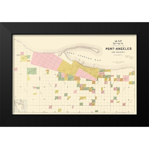 Port Angeles Washington - Ware 1891 Black Modern Wood Framed Art Print by Ware