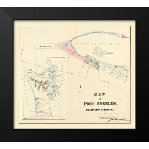 Port Angeles Washington - Edmunds 1864  Black Modern Wood Framed Art Print by Edmunds