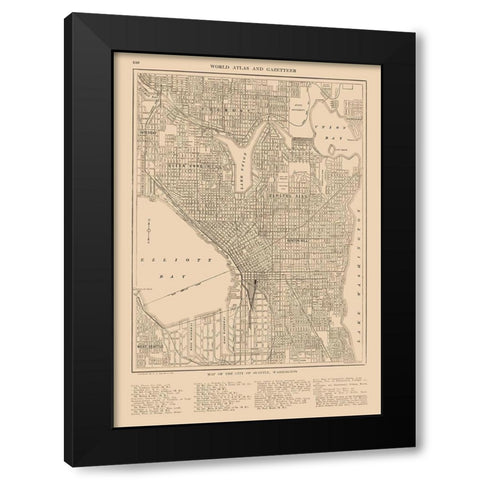 Seattle  Washington  - Reynold 1921 Black Modern Wood Framed Art Print with Double Matting by Reynold