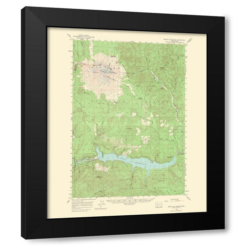 Mt St Helens Washington Quad - USGS 1968 Black Modern Wood Framed Art Print with Double Matting by USGS
