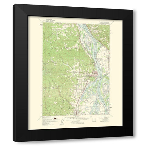 Mt St Helens Oregon Washington Quad - USGS 1954 Black Modern Wood Framed Art Print with Double Matting by USGS