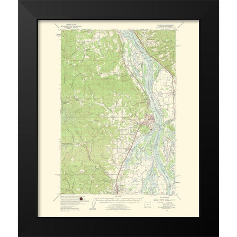 Mt St Helens Oregon Washington Quad - USGS 1954 Black Modern Wood Framed Art Print by USGS
