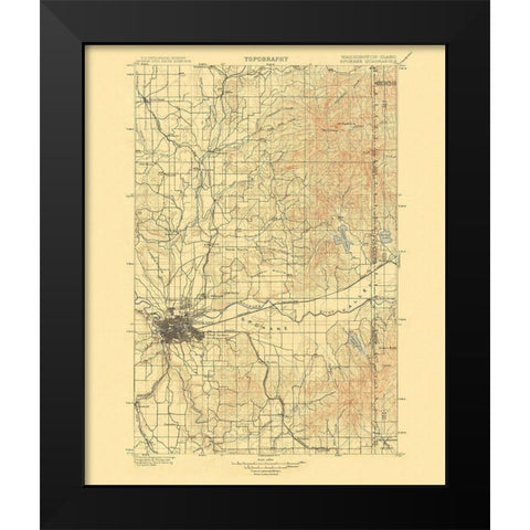 Spokane Washington Quad - USGS 1901 Black Modern Wood Framed Art Print by USGS