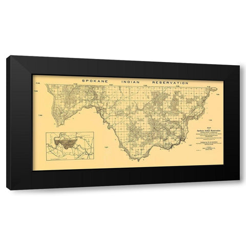 Spokane Indian Reservation - Manning 1910 Black Modern Wood Framed Art Print by Manning
