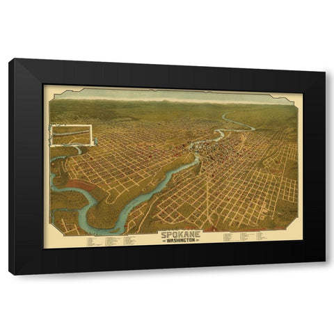 Spokane Washington - Graham 1905 Black Modern Wood Framed Art Print with Double Matting by Graham