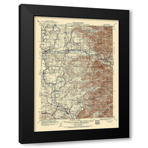 Sultan Washington Quad - USGS 1921 Black Modern Wood Framed Art Print with Double Matting by USGS