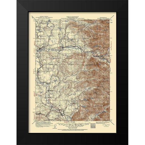 Sultan Washington Quad - USGS 1921 Black Modern Wood Framed Art Print by USGS