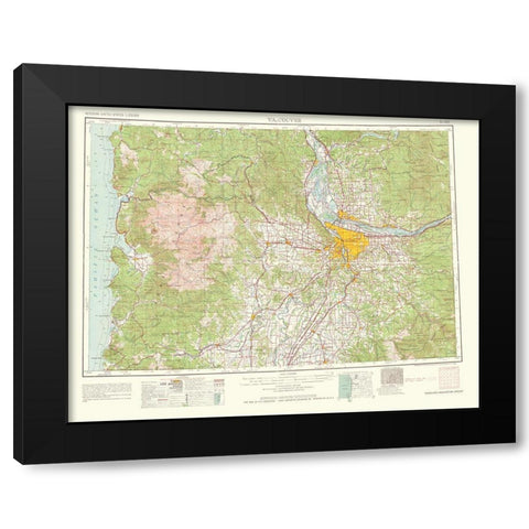 Vancouver Washington Oregon Quad - USGS 1964 Black Modern Wood Framed Art Print with Double Matting by USGS