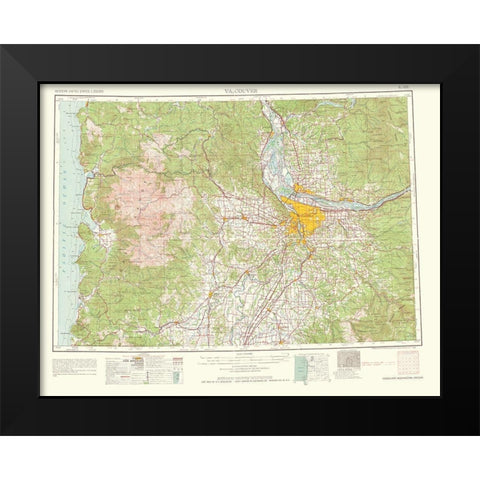 Vancouver Washington Oregon Quad - USGS 1964 Black Modern Wood Framed Art Print by USGS