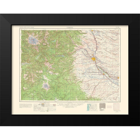 Yakima Washington Quad - USGS 1958 Black Modern Wood Framed Art Print by USGS