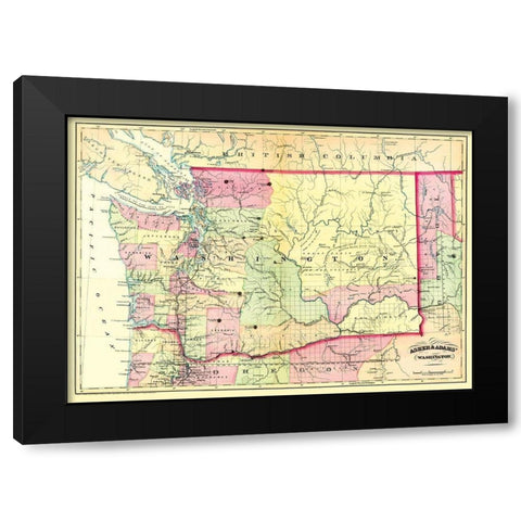 Washington - Asher  1874 Black Modern Wood Framed Art Print with Double Matting by Asher