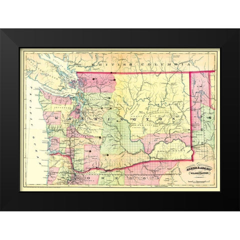 Washington - Asher  1874 Black Modern Wood Framed Art Print by Asher