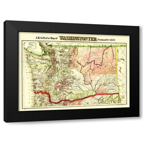 Washington Territory - Askevold 1878 Black Modern Wood Framed Art Print with Double Matting by Askevold