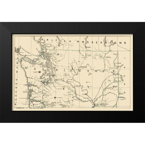 Washington - Brown 1865 Black Modern Wood Framed Art Print by Brown