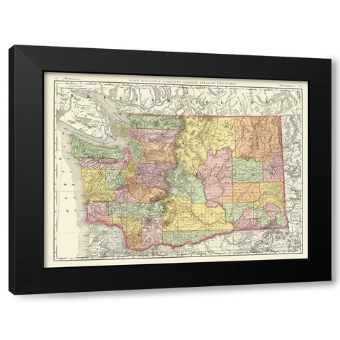 Washington - Rand McNally 1880 Black Modern Wood Framed Art Print by Rand McNally