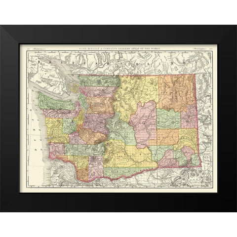 Washington - Rand McNally 1880 Black Modern Wood Framed Art Print by Rand McNally