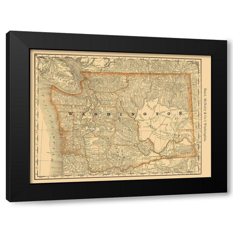 Washington - Rand McNally 1879 Black Modern Wood Framed Art Print by Rand McNally