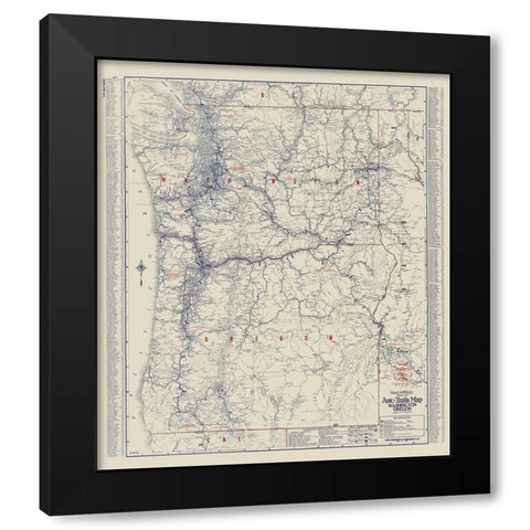 Washington, Oregon - Rand McNally 1925 Black Modern Wood Framed Art Print with Double Matting by Rand McNally