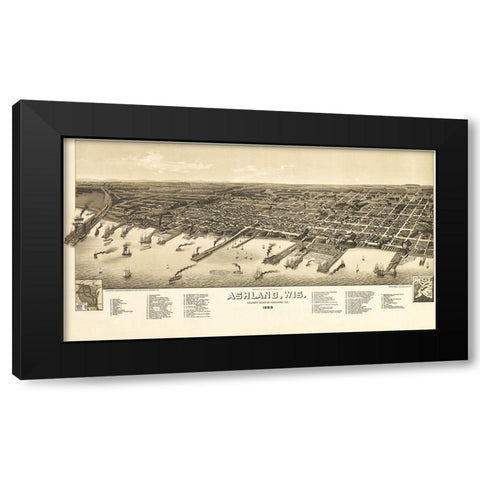Ashland Wisconsin - Norris 1886  Black Modern Wood Framed Art Print with Double Matting by Norris