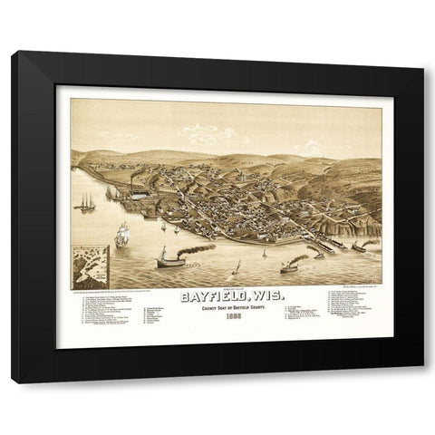 Bayfield Wisconsin - Norris 1886  Black Modern Wood Framed Art Print by Norris