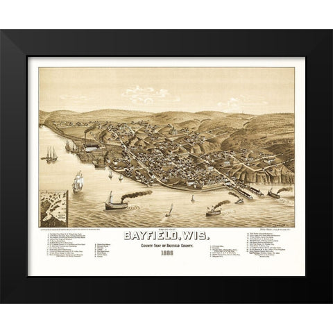 Bayfield Wisconsin - Norris 1886  Black Modern Wood Framed Art Print by Norris